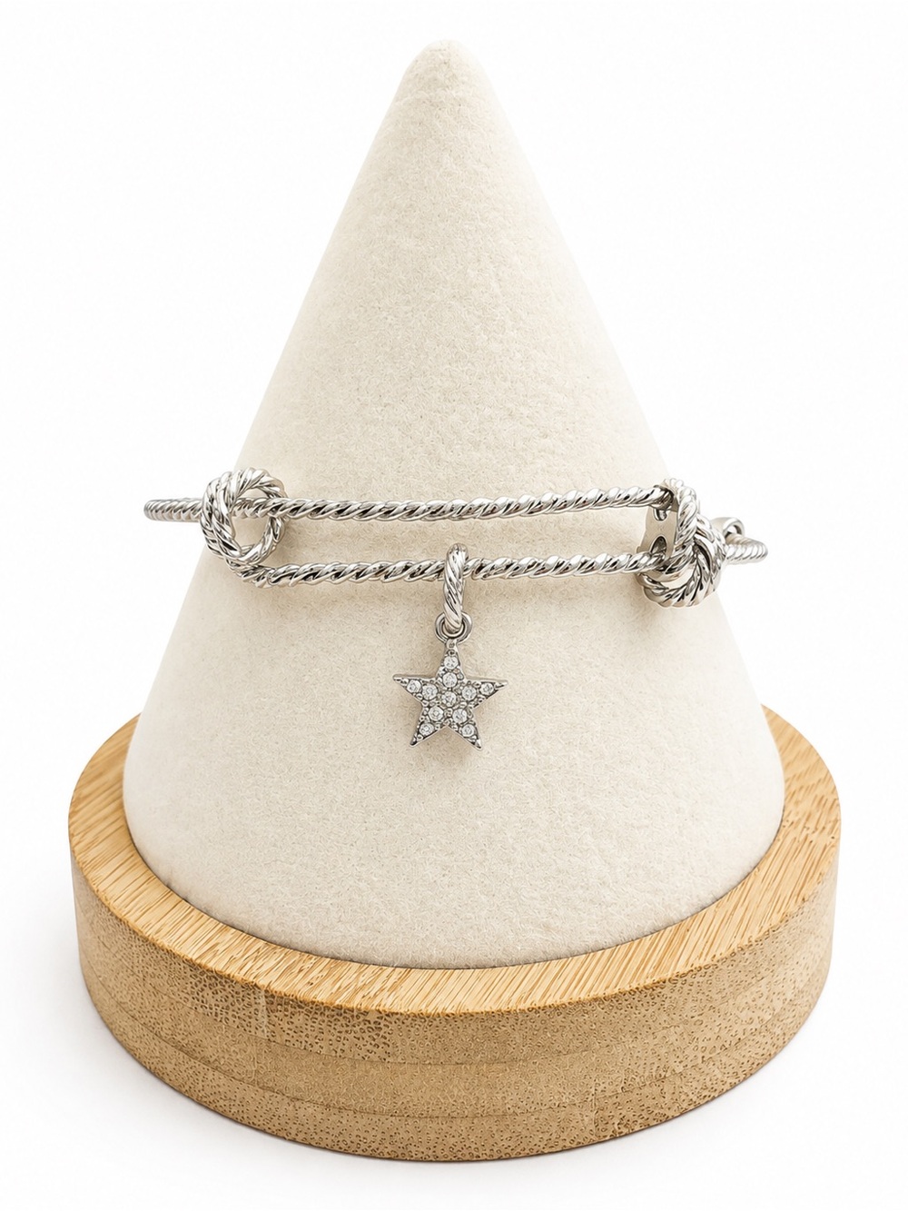 Mary Kay Silver Star Charm Rope Bangle Bracelet in Gift Box Inspirational NWT